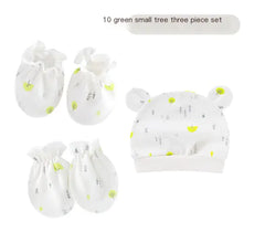 Newborn Baby Hat and Anti-Scratch Mittens Set 82104
