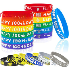 "Happy 100th Day Silicone Wristbands for Students"