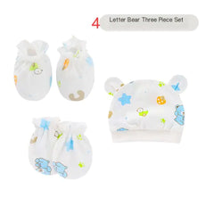 Newborn Baby Hat and Anti-Scratch Mittens Set 82104