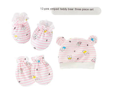 Newborn Baby Hat and Anti-Scratch Mittens Set 82104