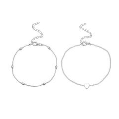 Double Layer Heart Anklet for Beach Vacation Style