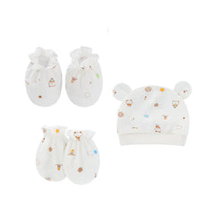 Newborn Baby Hat and Anti-Scratch Mittens Set 82104