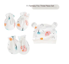 Newborn Baby Hat and Anti-Scratch Mittens Set 82104