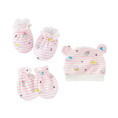 Newborn Baby Hat and Anti-Scratch Mittens Set 82104