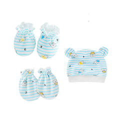 Newborn Baby Hat and Anti-Scratch Mittens Set 82104