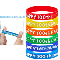 "Happy 100th Day Silicone Wristbands for Students"