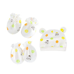 Newborn Baby Hat and Anti-Scratch Mittens Set 82104