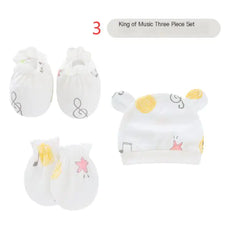 Newborn Baby Hat and Anti-Scratch Mittens Set 82104
