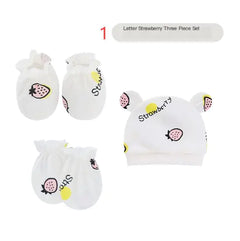 Newborn Baby Hat and Anti-Scratch Mittens Set 82104