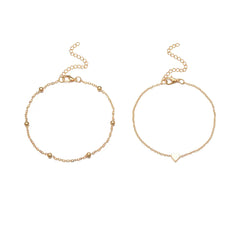 Double Layer Heart Anklet for Beach Vacation Style