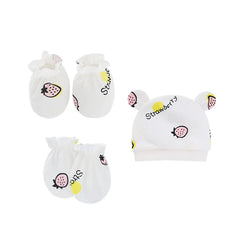 Newborn Baby Hat and Anti-Scratch Mittens Set 82104