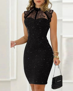 2020 New Sexy Black Bodycon Dress Two-Piece Set