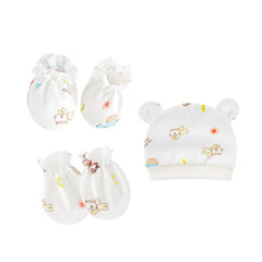 Newborn Baby Hat and Anti-Scratch Mittens Set 82104