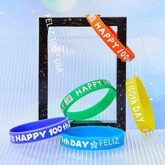 "Happy 100th Day Silicone Wristbands for Students"