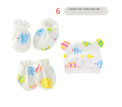 Newborn Baby Hat and Anti-Scratch Mittens Set 82104