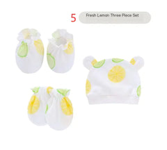 Newborn Baby Hat and Anti-Scratch Mittens Set 82104