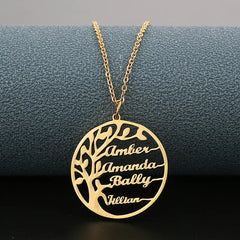 Personalized Name Necklace with Tree of Life Pendant