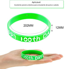 "Happy 100th Day Silicone Wristbands for Students"