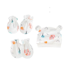 Newborn Baby Hat and Anti-Scratch Mittens Set 82104