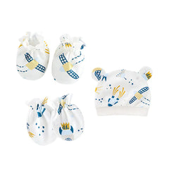 Newborn Baby Hat and Anti-Scratch Mittens Set 82104